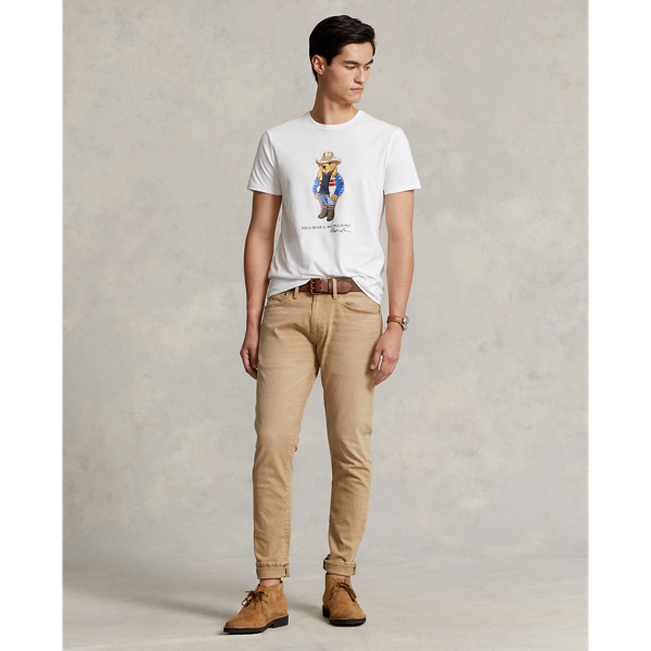 Custom-Slim-Fit T-Shirt mit Polo Bear Polo Ralph Lauren in Wei&szlig;/Sun&nbsp;Valley/Bear 4