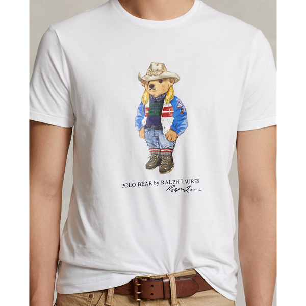Custom-Slim-Fit T-Shirt mit Polo Bear Polo Ralph Lauren in Wei&szlig;/Sun&nbsp;Valley/Bear 6