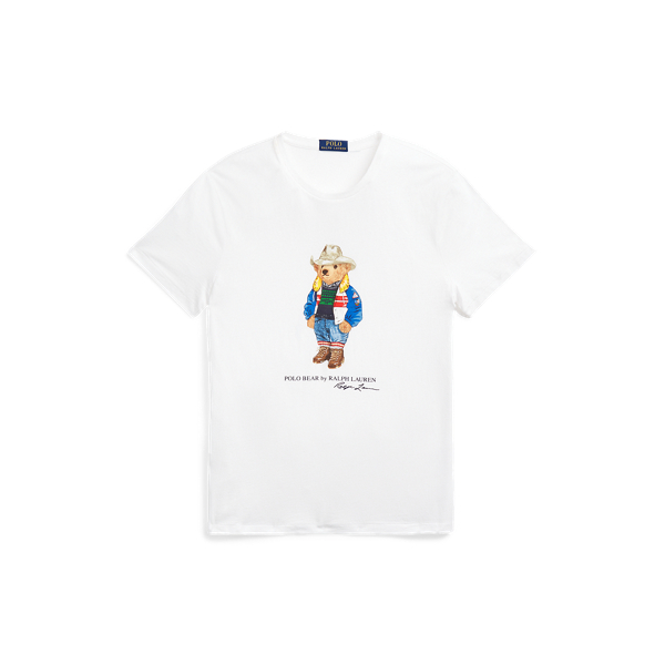 Custom-Slim-Fit T-Shirt mit Polo Bear Polo Ralph Lauren in Wei&szlig;/Sun&nbsp;Valley/Bear 2