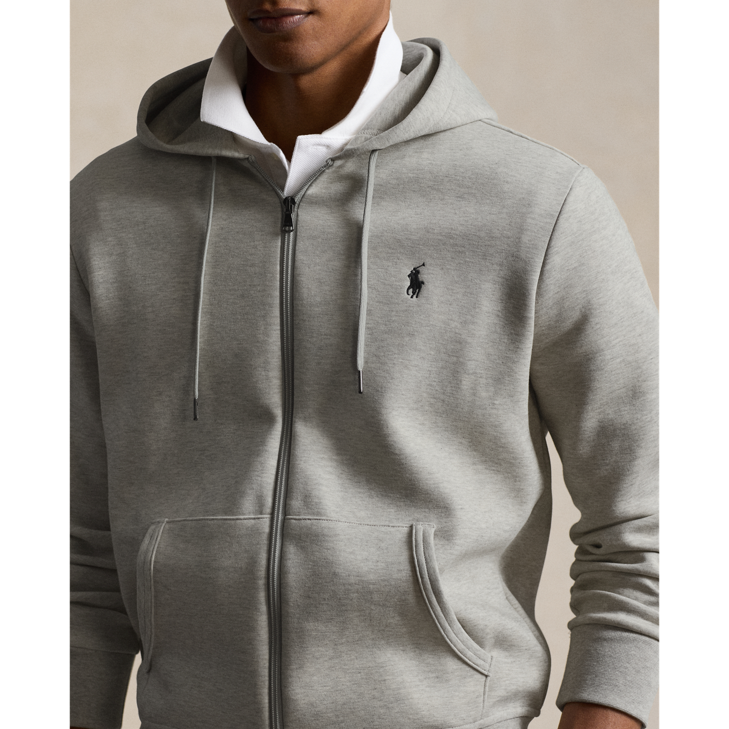 Мужское худи Ralph Lauren Double-Knit Full-Zip, цвет: Светлый меланжевый — фото 3