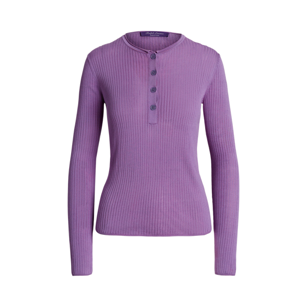 Maglia serafino in seta di gelso a coste Ralph Lauren Collection in 1