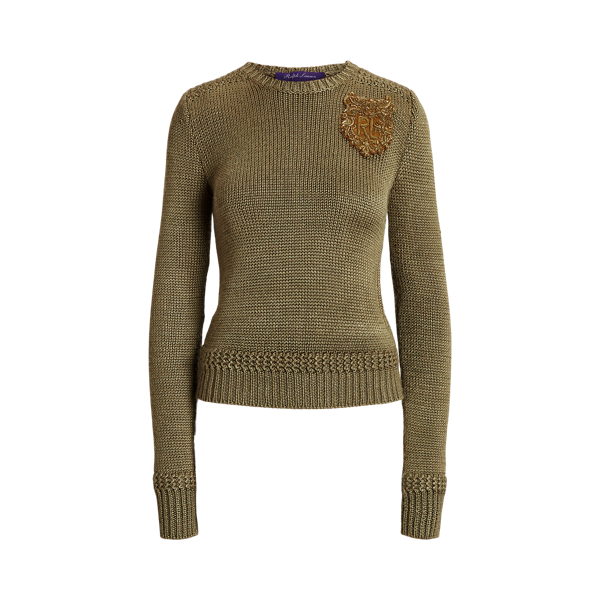 Embellished Silk-Blend Crewneck Jumper Ralph Lauren Collection 1