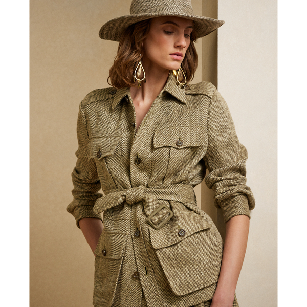 Olive/Tan Tasha Broken-Twill Field Jacket Ralph Lauren Collection 6