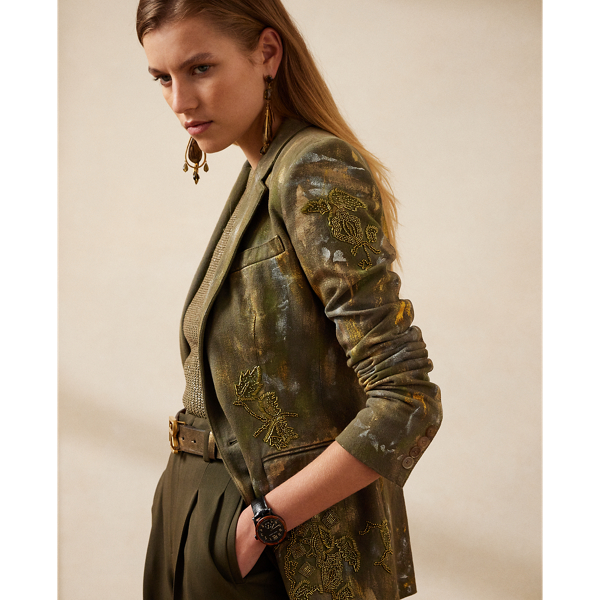 Olive Painterly Nomad Calan Painterly Denim Jacket Ralph Lauren Collection 6