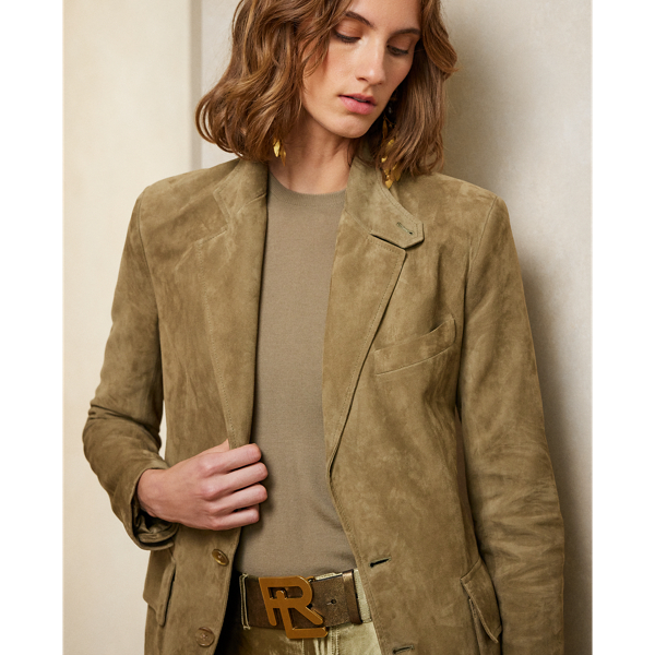 Lichen Green Preston Lamb-Suede Jacket Ralph Lauren Collection 6