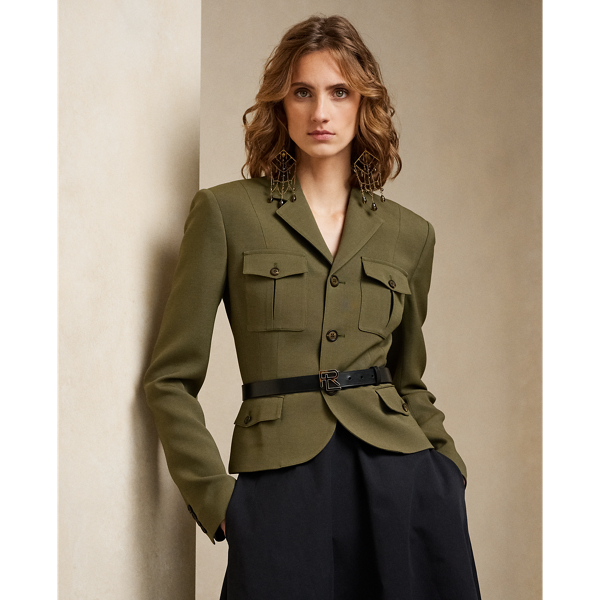 Olive Kamille Wool-Silk Jacket Ralph Lauren Collection 4