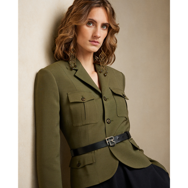 Olive Kamille Wool-Silk Jacket Ralph Lauren Collection 6