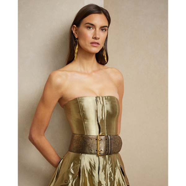 Abendkleid Briar aus Metallic-Organza Ralph Lauren Collection in Platin 8