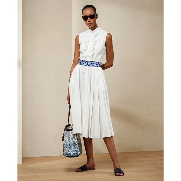 Pleated linen dress best sale