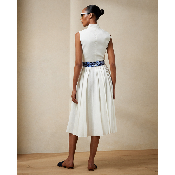 &Auml;rmelloses Tageskleid Roald mit Falten Ralph Lauren Collection in Wei&szlig; 5