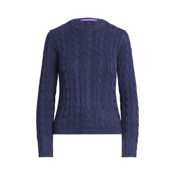 Cable Knit Silk Crewneck Sweater Ralph Lauren