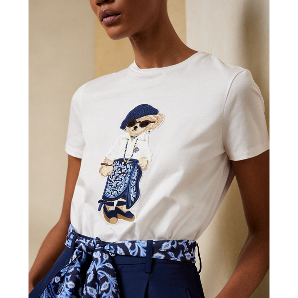 White Sarong Polo Bear Cotton Tee Ralph Lauren Collection 6