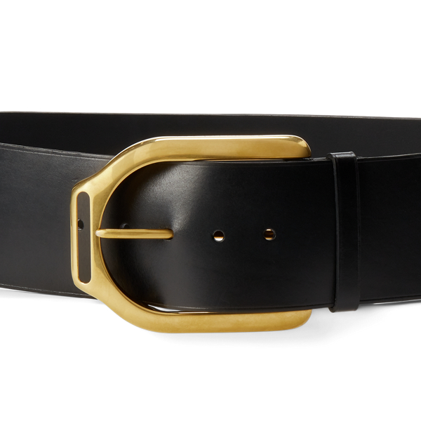 G&uuml;rtel Welington aus Vachetteleder Ralph Lauren Collection in Schwarz/Antik-Messing 2