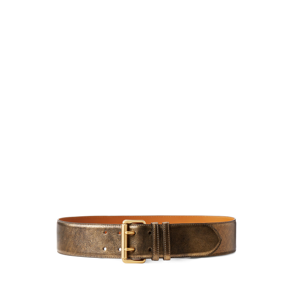 Ceinture &agrave; double ardillon en vachette Ralph Lauren Collection en 1