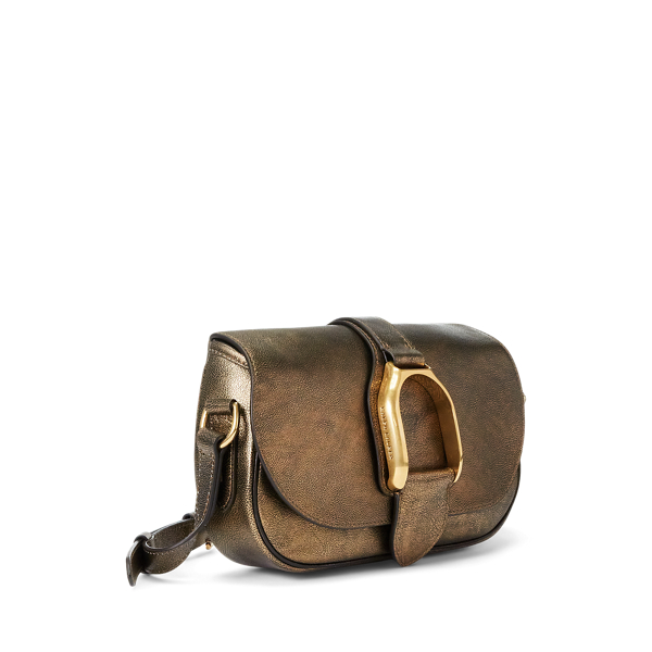 Metallic kalfsleren Welington schoudertas Ralph Lauren Collection in Brons 3