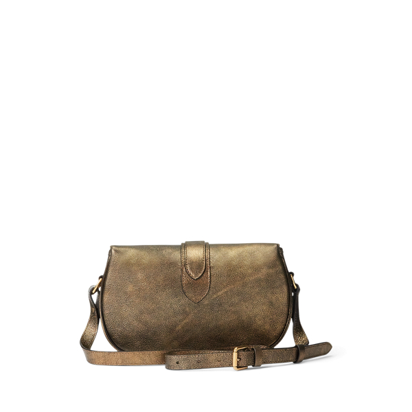 Metallic kalfsleren Welington schoudertas Ralph Lauren Collection in Brons 4