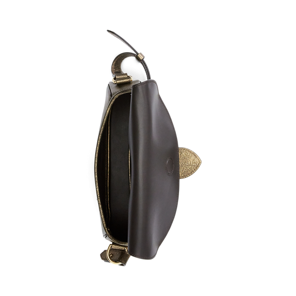 Metallic kalfsleren Welington schoudertas Ralph Lauren Collection in Brons 5