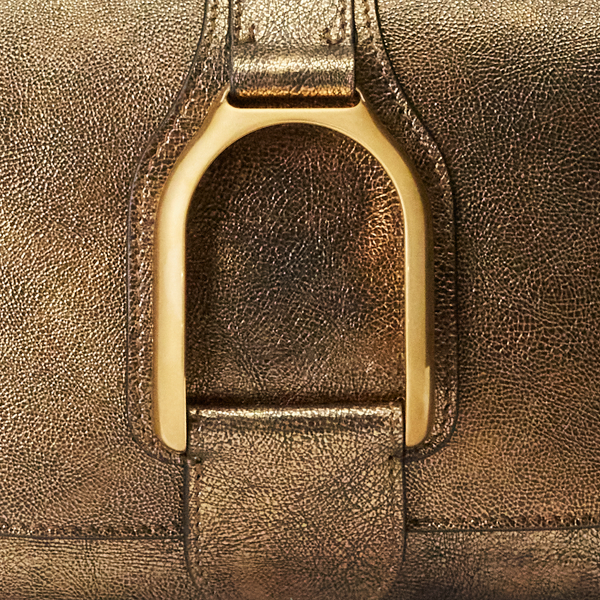 Metallic kalfsleren Welington schoudertas Ralph Lauren Collection in Brons 6