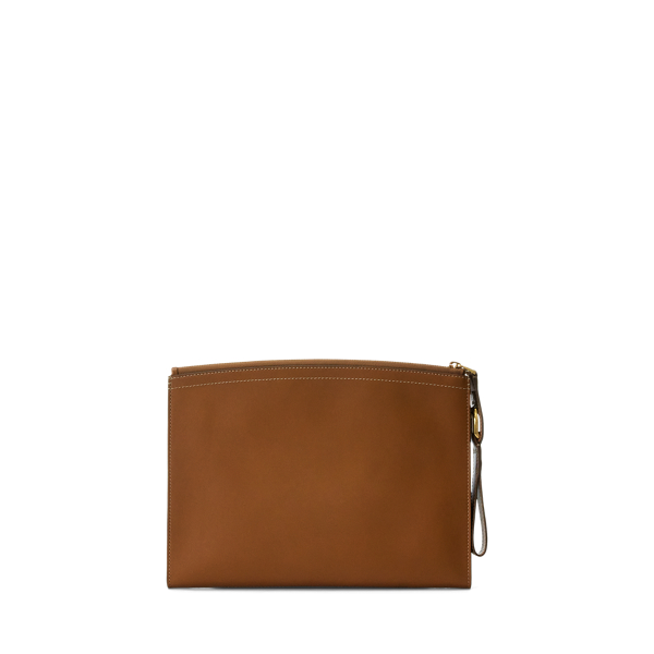 Gold Welington Calfskin Zip Pouch Ralph Lauren Collection 4