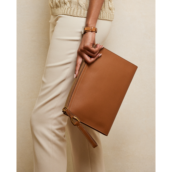 Gold Welington Calfskin Zip Pouch Ralph Lauren Collection 7