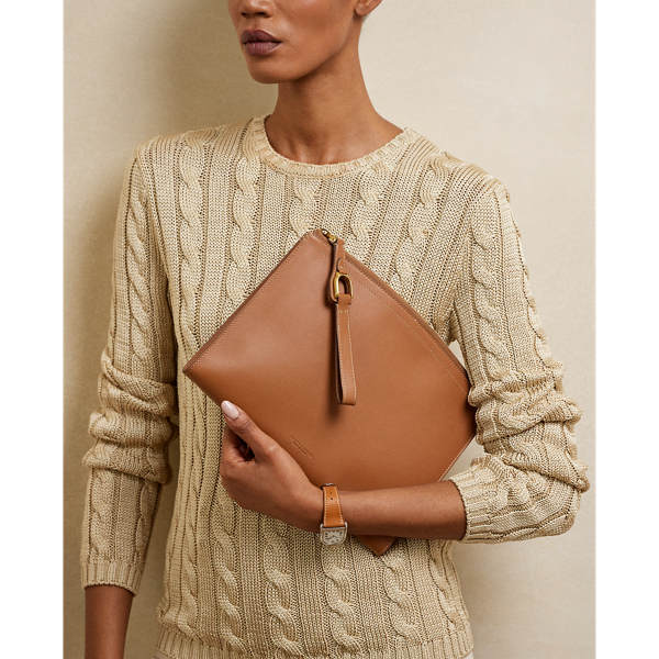 Gold Welington Calfskin Zip Pouch Ralph Lauren Collection 8