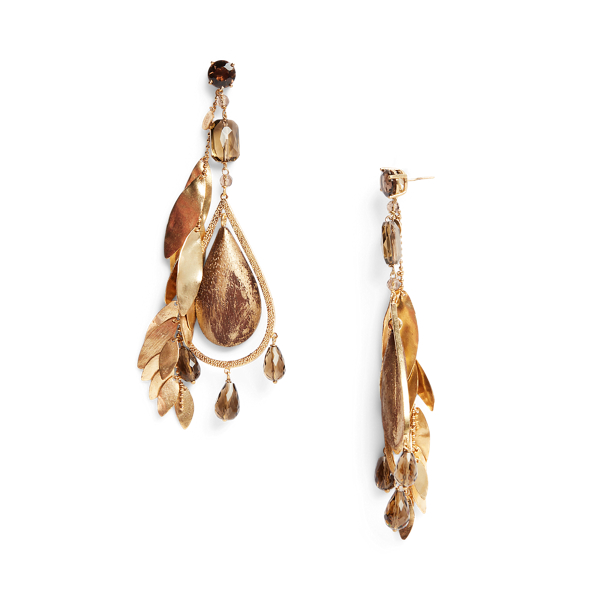 Antique Brass Leaves Drop Earrings Ralph Lauren Collection 2
