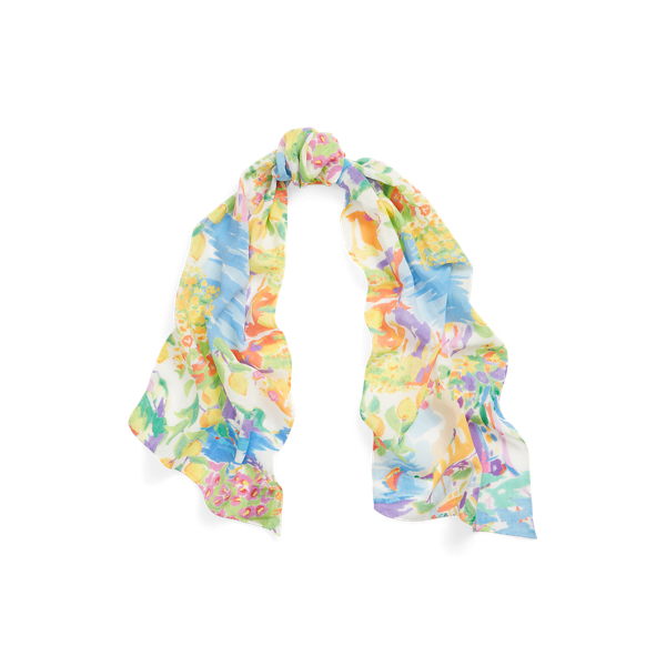 Len&ccedil;o em voile de linho estampado