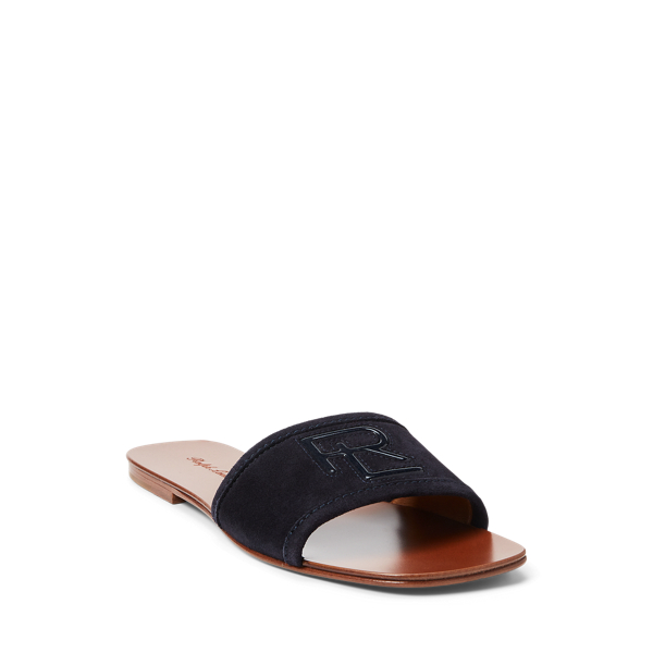 Navy Andela Calf-Suede Slide Sandal Ralph Lauren Collection for summer 2