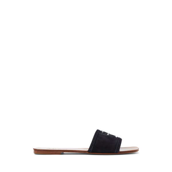Navy Andela Calf-Suede Slide Sandal Ralph Lauren Collection for summer 1