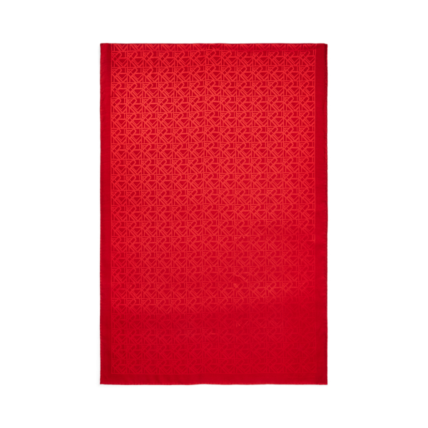 Red RL Art Deco Jacquard Pashmina Scarf Ralph Lauren Collection 2