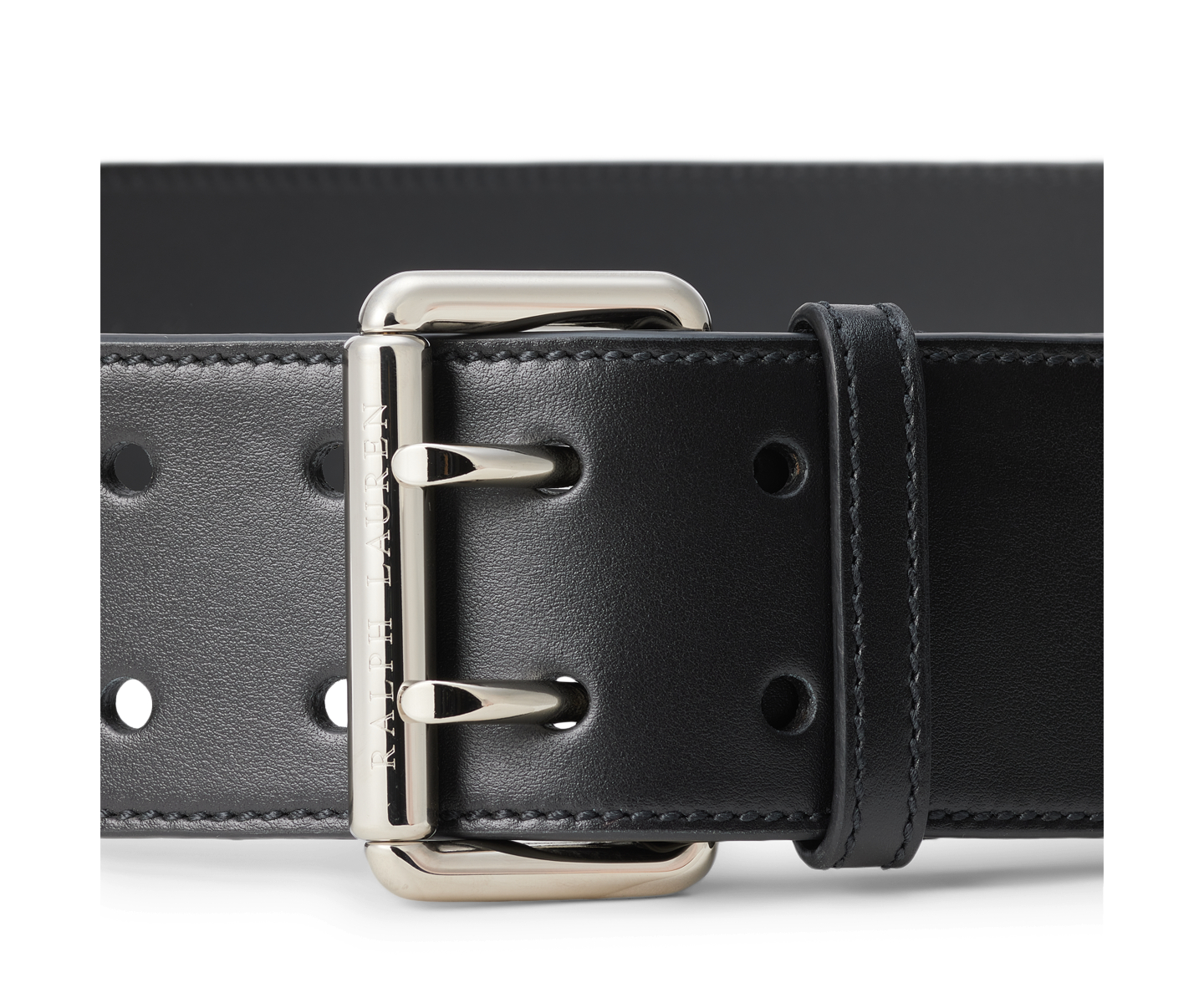 Женский ремень Ralph Lauren Calfskin Double-Prong, цвет: Чёрный — фото 1