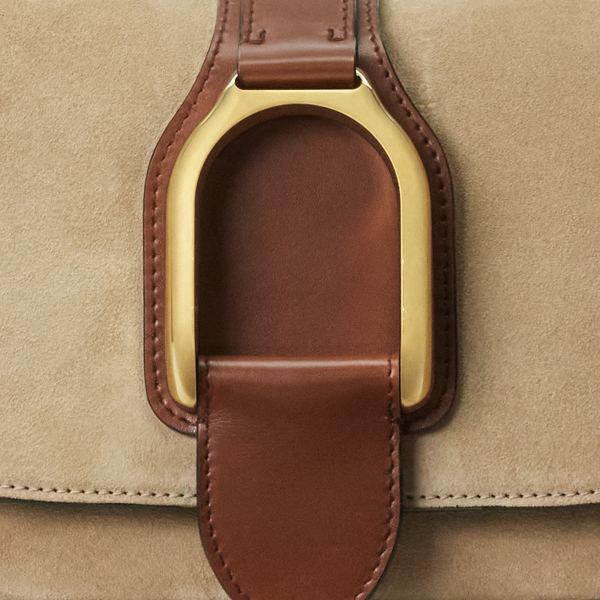 Sand Calf-Suede Welington Shoulder Bag Ralph Lauren Collection 6