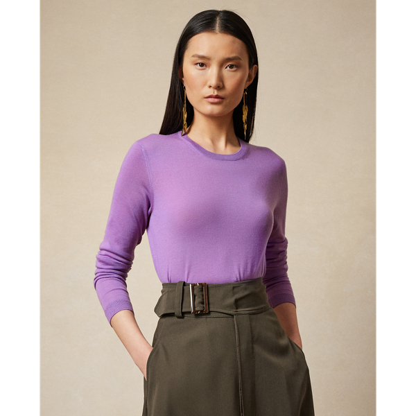Lilac Cashmere Crewneck Sweater Ralph Lauren Collection 1