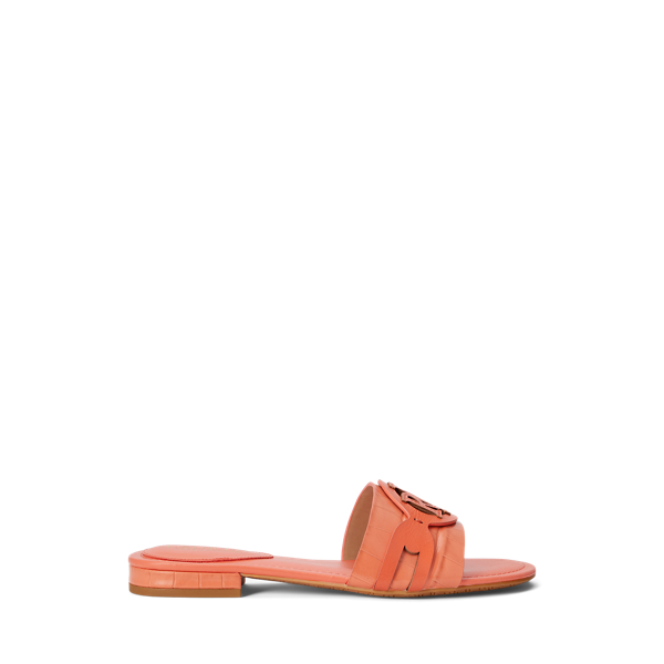 Alegra Crocodile-Embossed Leather Sandal