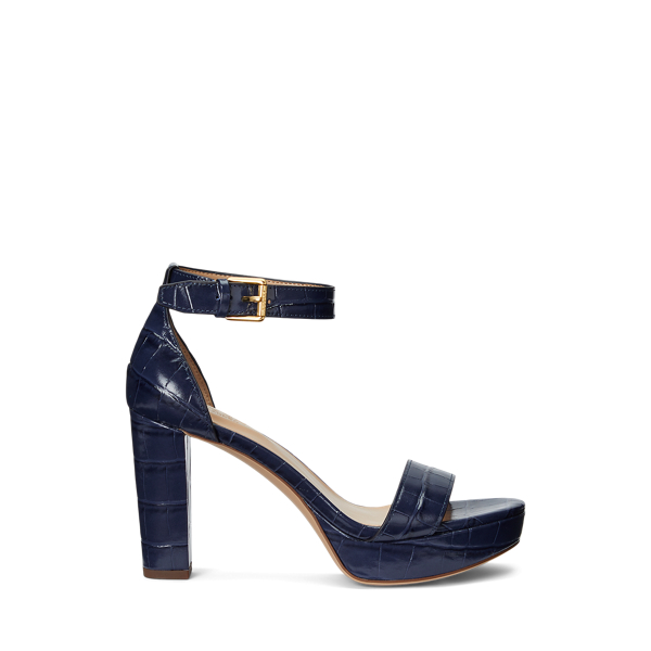 Sylvia Crocodile-Embossed Leather Sandal Lauren 1