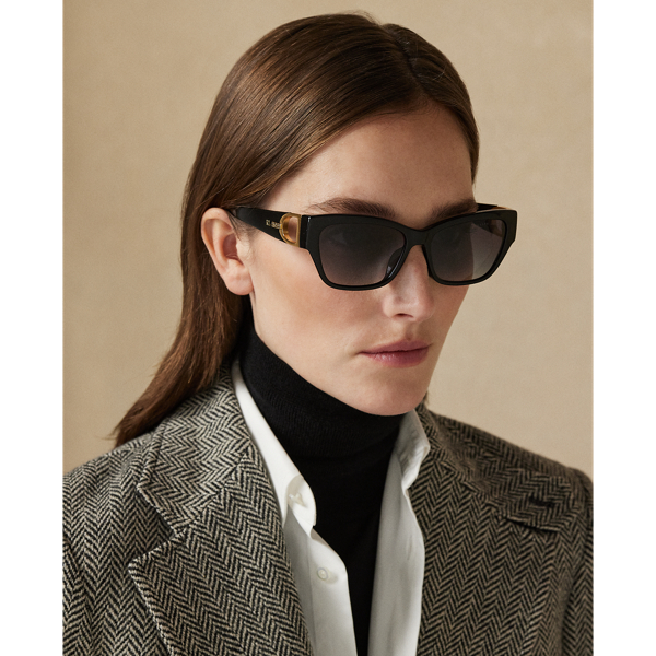 Shiny Black Stirrup Grace Butterfly Sunglasses Ralph Lauren 4