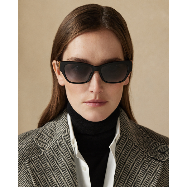 Shiny Black Stirrup Grace Butterfly Sunglasses Ralph Lauren 5