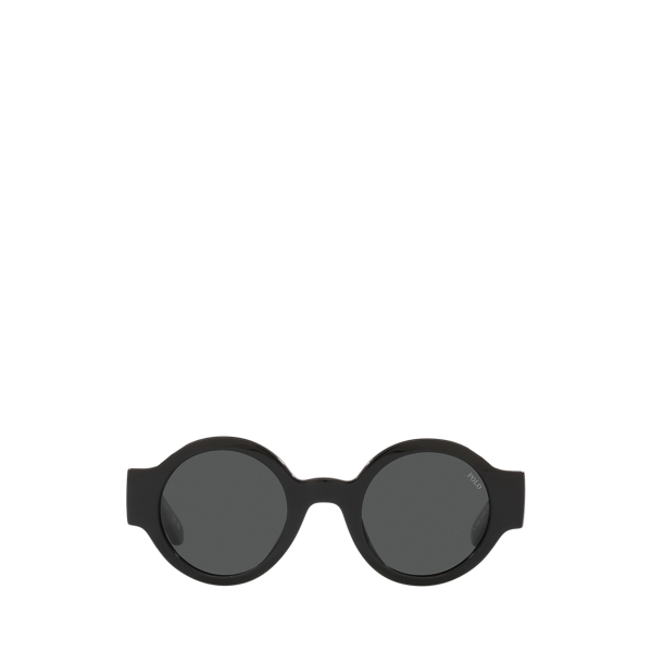 Shiny Black Retro Round Sunglasses Polo Ralph Lauren 2