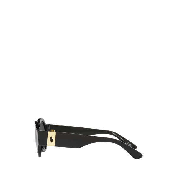 Shiny Black Retro Round Sunglasses Polo Ralph Lauren 3