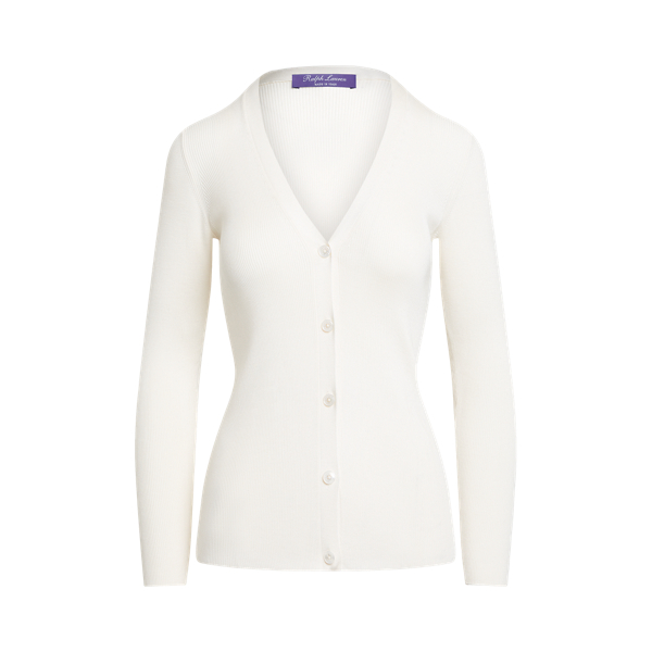 Rib-Knit Silk Cardigan