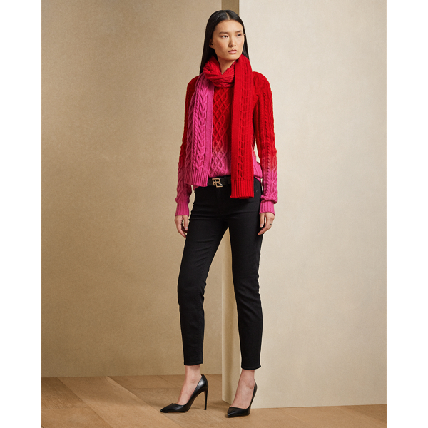 Bright Red Ombre Lunar New Year Cable-Knit Jumper Ralph Lauren Collection 4