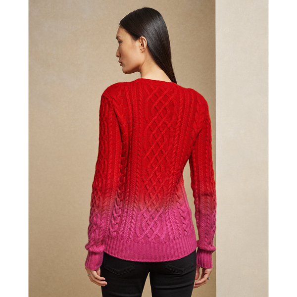 Bright Red Ombre Lunar New Year Cable-Knit Jumper Ralph Lauren Collection 5