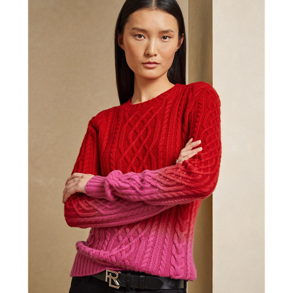 Bright Red Ombre Lunar New Year Cable-Knit Jumper Ralph Lauren Collection 6