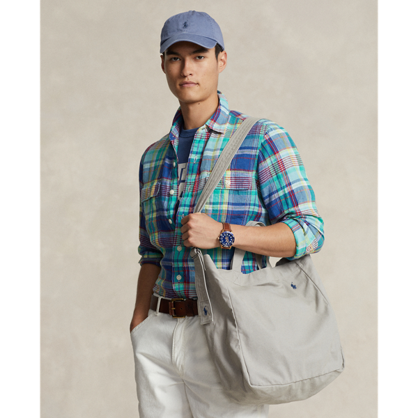 Grey Fog Canvas Shopper Tote Polo Ralph Lauren 7