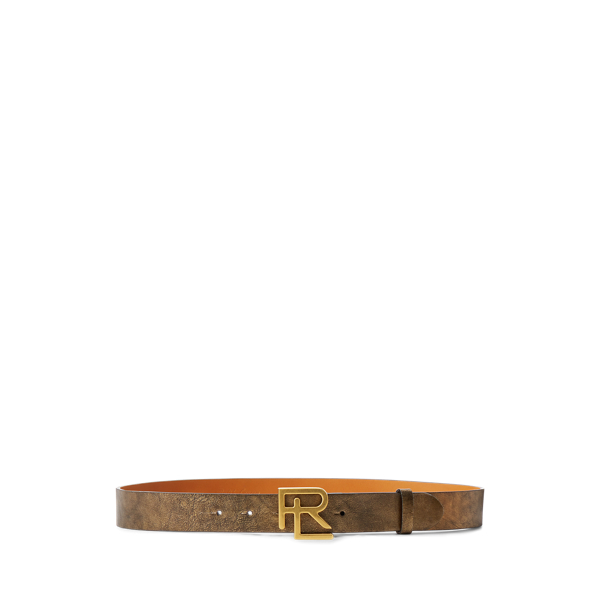 Cinto met&aacute;lico em couro de vitela RL Ralph Lauren Collection em 1
