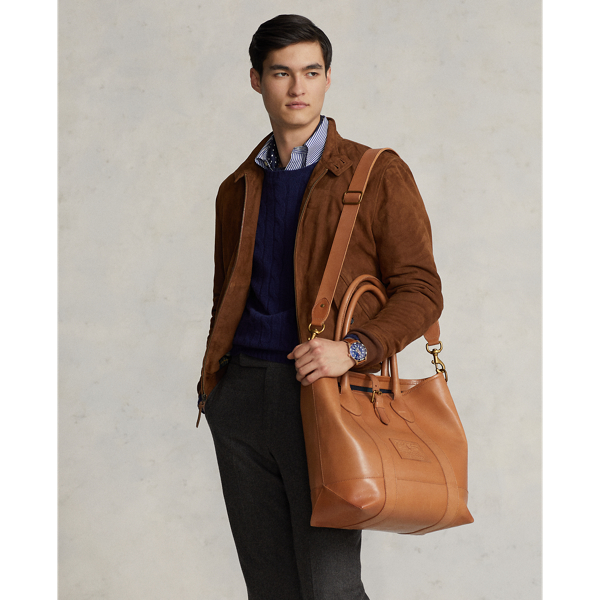 Heritage Tumbled Leather Tote for Men Ralph Lauren DZ