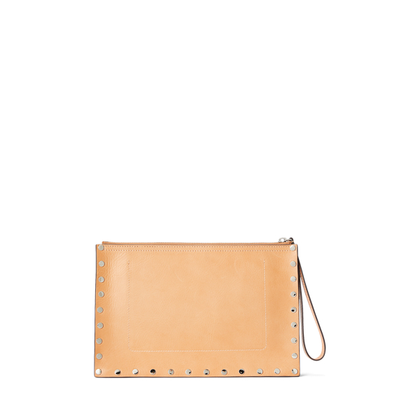 Natural Studded Vachetta Envelope Clutch Polo Ralph Lauren 2