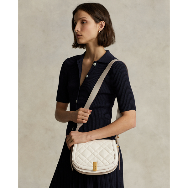 Ivory Polo ID Quilted Leather Saddle Bag Polo Ralph Lauren 7