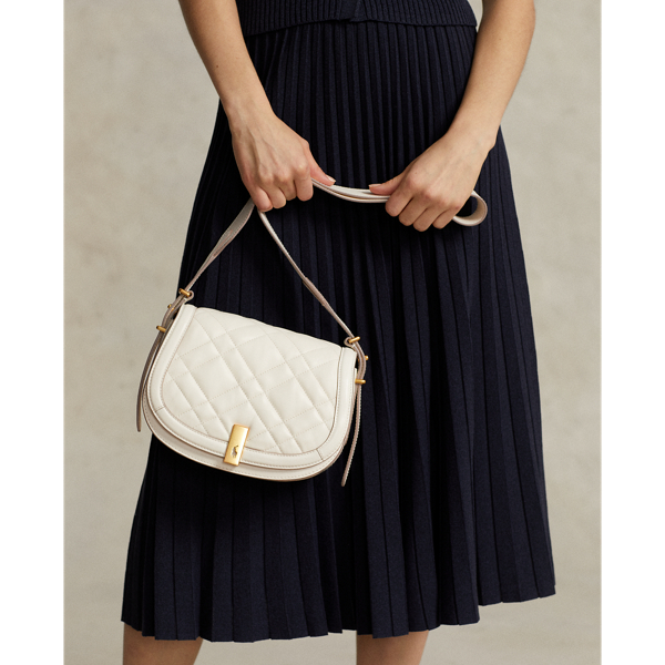 Ivory Polo ID Quilted Leather Saddle Bag Polo Ralph Lauren 8