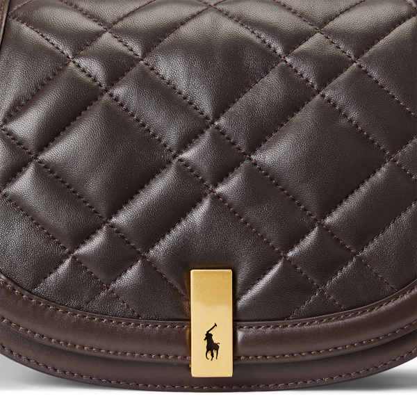Tobacco Polo ID Quilted Leather Saddle Bag Polo Ralph Lauren 6